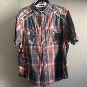 Helix Men's Plaid Short Sleeve Button Up Shirt